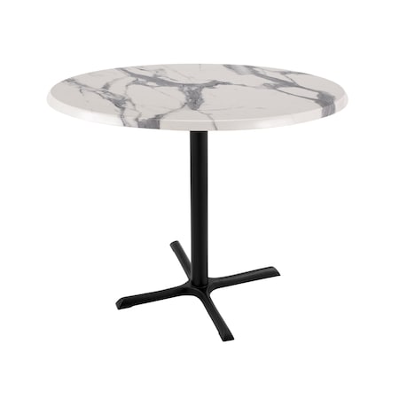 Holland Bar Stool Co 36" Tall OD211 Black Table Base 30" x 30" 36" Diameter White Marble Top by the HollBar Stool Co. OD211-3036BWOD36RWM